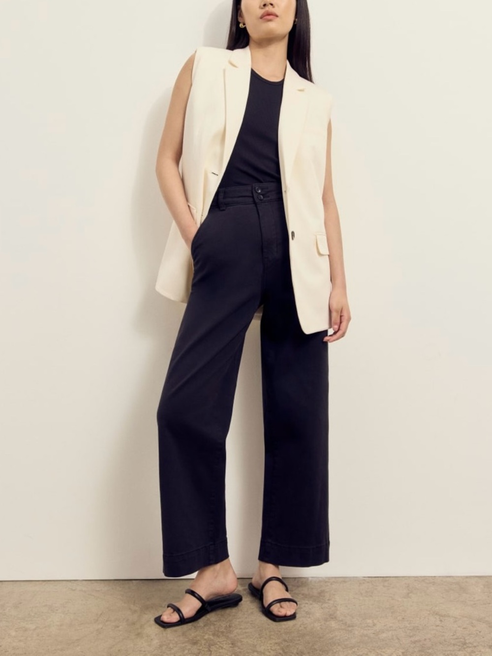 Everlane The Organic Wide Leg Women’s Black Pants Size 00 NWT